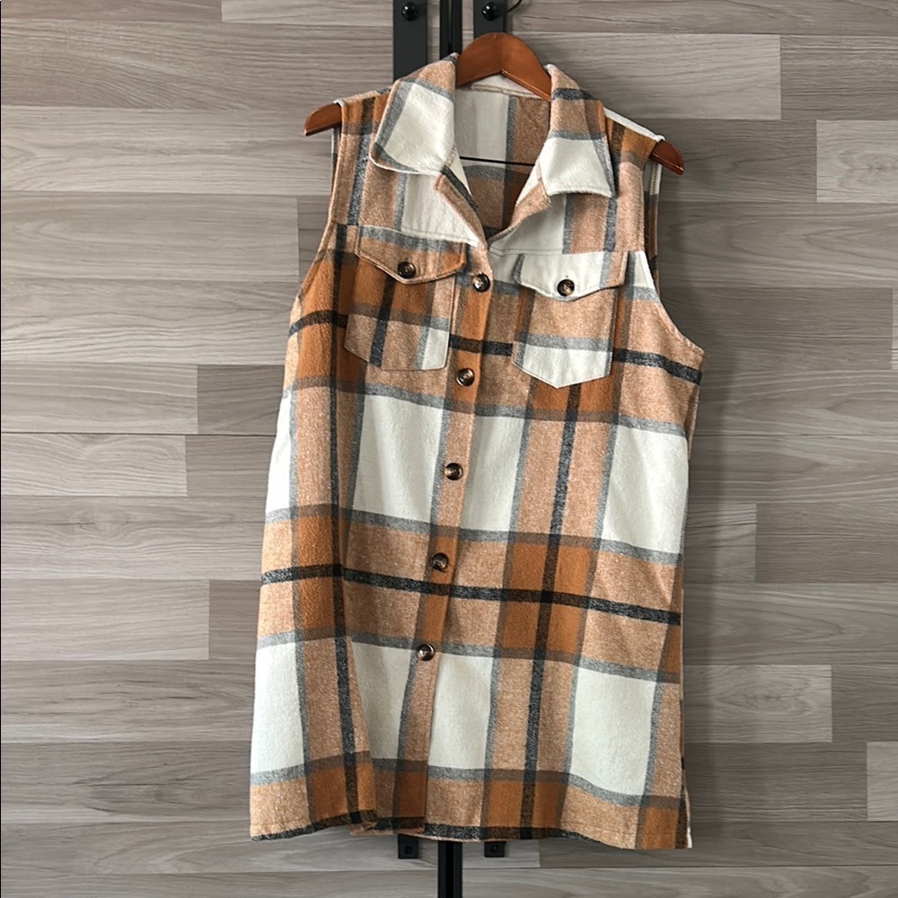 Plaid Sleeveless Button-Up Dress